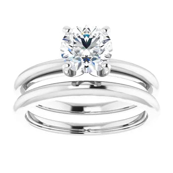 Lab Grown 1 Carat Round F VS1 Diamond Solitaire Engagement Ring in 14K White Gold
