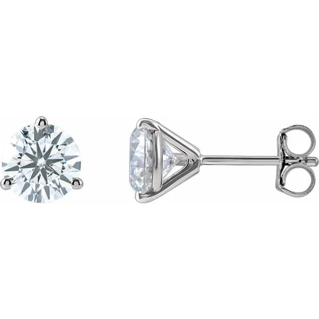 Natural Round Diamond Stud Earrings in 14K White Gold 2 CTW