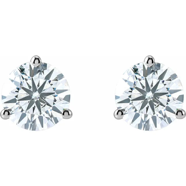 Natural Round Diamond Stud Earrings in 14K White Gold 2 CTW